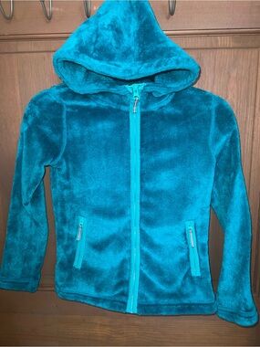 Lands' End Girls' Teal Hooded Fleece Zip Jacket